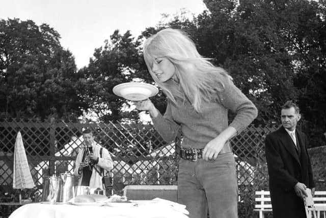 Brigitte Bardot at Dirleton where she was filming scenes for the film A Coeur Joie (Two Weeks in September) with Laurent Terzieff in September 1966. Picture: TSPL