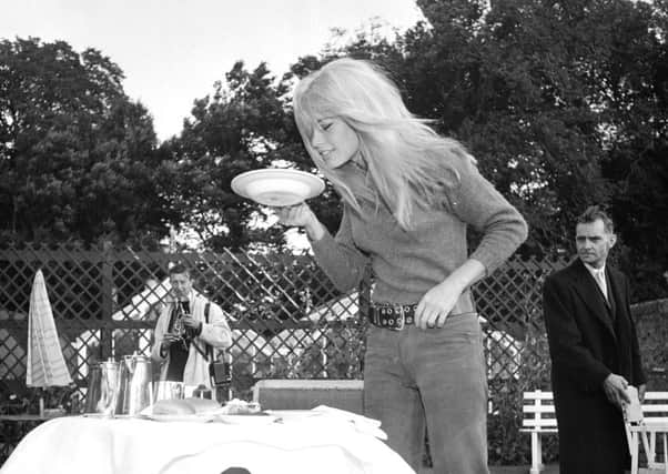Brigitte Bardot at Dirleton where she was filming scenes for the film A Coeur Joie (Two Weeks in September) with Laurent Terzieff in September 1966. Picture: TSPL