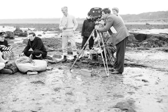 BBC TV film unit shooting scenes for a new Spy Catcher series on the beach near Aberlady. Picture: TSPL