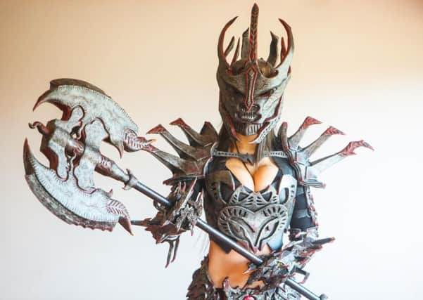 Giulietta Zawadzka (aka Beau Peep) with Oblivion Daedric Armour she made herself from moldable plastic. Picture: Toby Williams