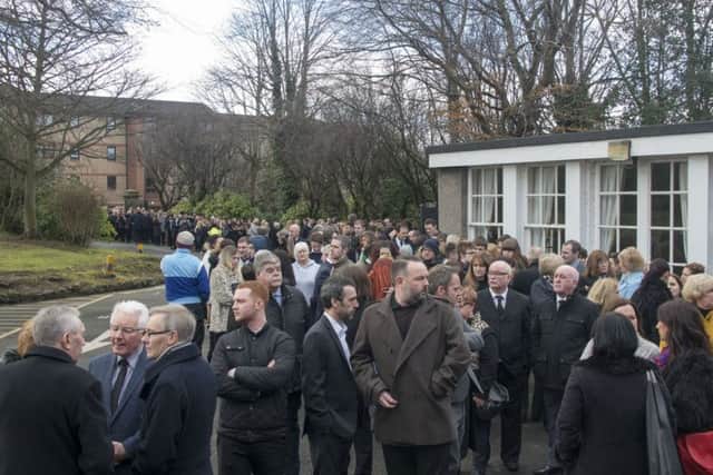 Crowds gather for Leon's funeral. Picture: Andrew O'Brien
