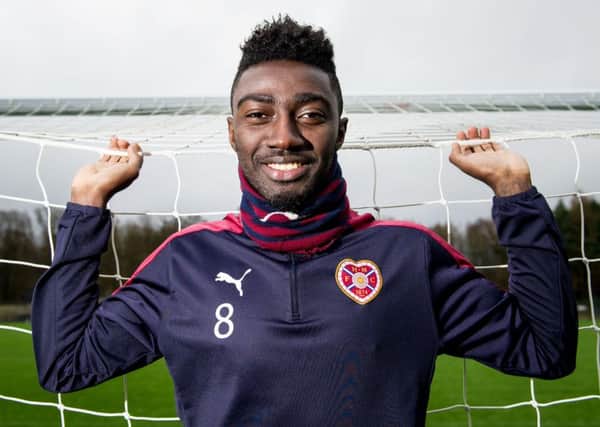 Hearts' Prince Buaben at Riccarton. Picture: Ross Parker/SNS