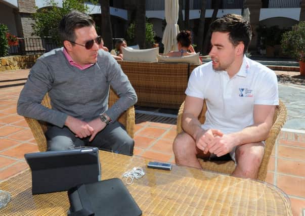 Our reporter Anthony Brown talks to Darren McGregor in the Spanish sunshine before the Hibs squad flew back to Edinburgh. Pic: Eric McCowat