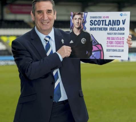 Scotland Under-21 boss Ricky Sbragia promotes the match against Northern Ireland on March 29. Pic: SNS