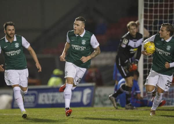 Anthony Stokes celebrates his second goal of the night. Pic: Steve Welsh