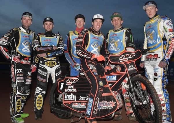 The Monarchs line-up for season 2016: Kevin Wolbert, Erik Riss, Jye Etheridge, Sam Masters, Ryan Fisher, Max Clegg. Not pictured, Daniel Bewley. Pic: Ron MacNeill