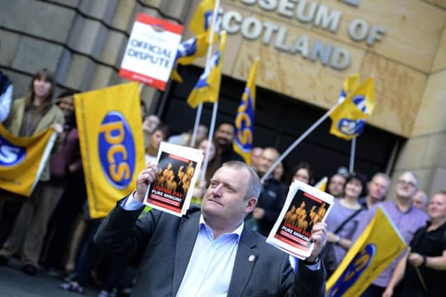 NMS staff pictured during industrial action in August 2015. Picture: TSPL