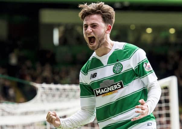 Patrick Roberts celebrates putting Celtic 2-1 up. Picture: SNS Group