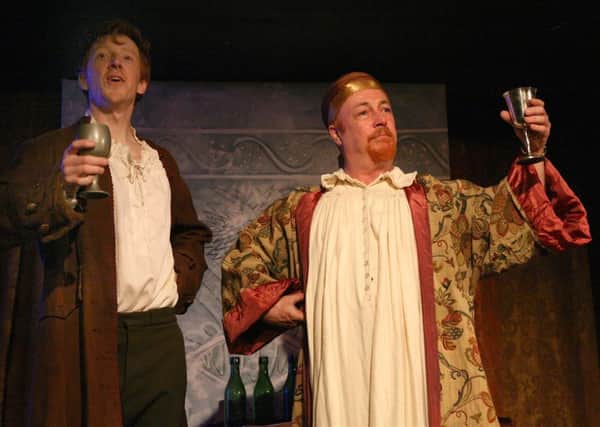 Gavin Jon Wright as William (L) Jimmy Chisholm as King James VI (R) in 
Neither God Nor Angel Picture: Leslie Black.