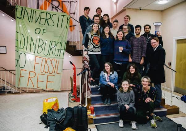 The protesters want the university to cut down its use of fossil fuels Picture: People & Planet Edinburgh