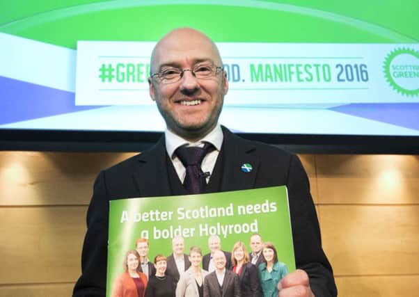Party co-convenor Patrick Harvie launches the Scottish Greens 2016 Holyrood elections manifesto. Picture:  Colin Hattersley