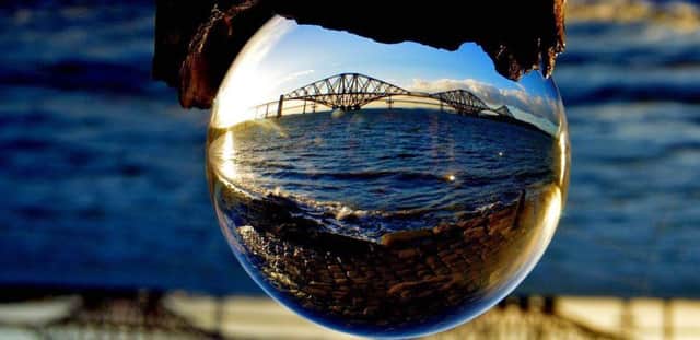Forth Bridge through a crystal ball. Picture: Maggie Crow