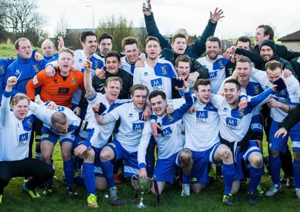 Tranent celebrate winning the South League title after a 3-2 victory. Picture: Ian Georgeson