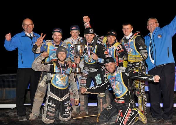 Edinburgh Monarchs celebrate their title win last season. They kick off their Premier League campaign against Workington Comets on Friday night. Pic: Ron MacNeill