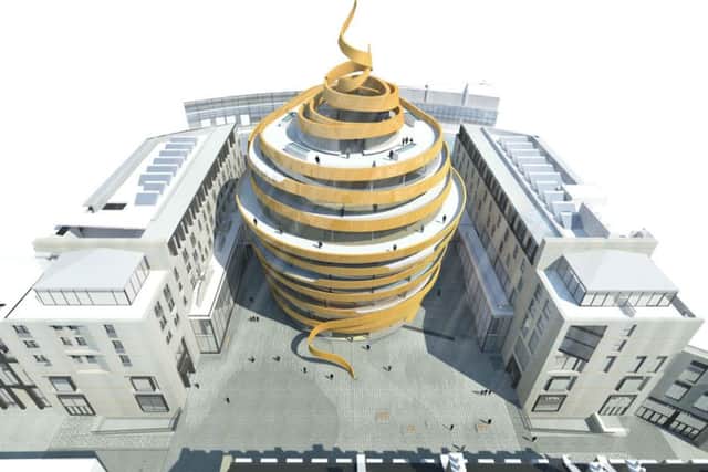 Artist's impression of the 'ribbon' hotel and St James Quarter. Picture: supplied