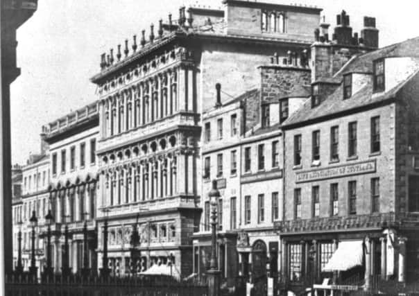 The north side of Princes Street between Hanover Street and Frederick Street, opposite the RSA. Picture taken around 1860.