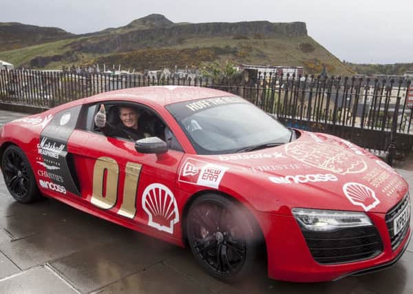 Actor David Hasselhoff leaves Edinburgh in an Audi R8. Picture: SWNS
