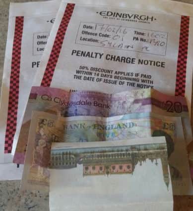 The parking ticket, money and note. Picture: supplied
