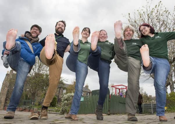 Gorgie City Farm staff and  fundraisers prepare for their firewalk on Saturday. Picture: Ian Rutherford
