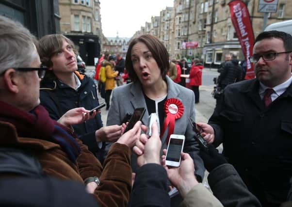 Labour leader Kezia Dugdale speaks to journalists in the Capital on the final day of campaigning. Picture: Andrew Milligan/PA