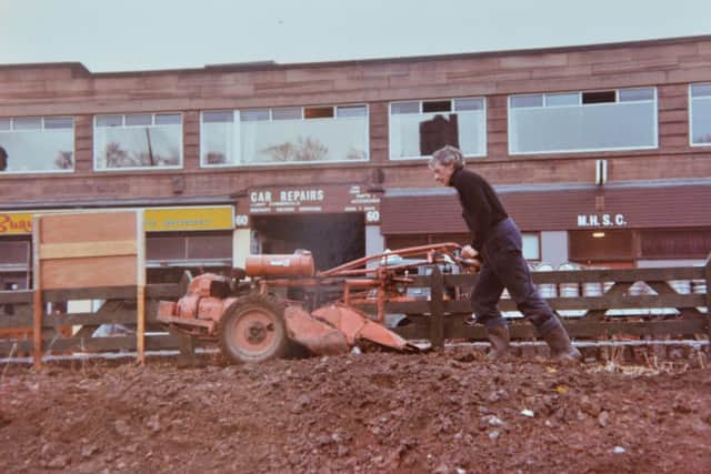 Creating the garden running parallel to Gorgie Road, 1984-85. Picture: Jon Savage