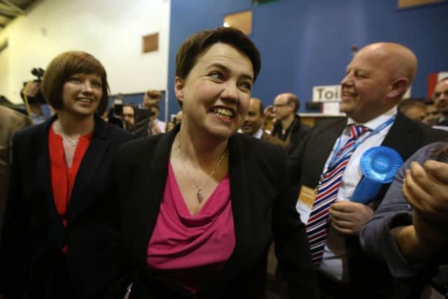 Ruth Davidson arrives with partner Jen Wilson at a Scottish Parliament election count. Picture: PA