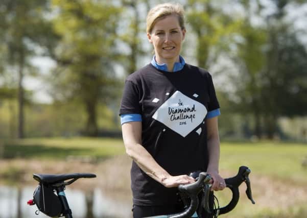 The Countess of Wessex has been training at Royal Military Academy Sandhurst ahead of her 445-mile cycling challenge in September. Picture: Hannah McKay/PA Wire