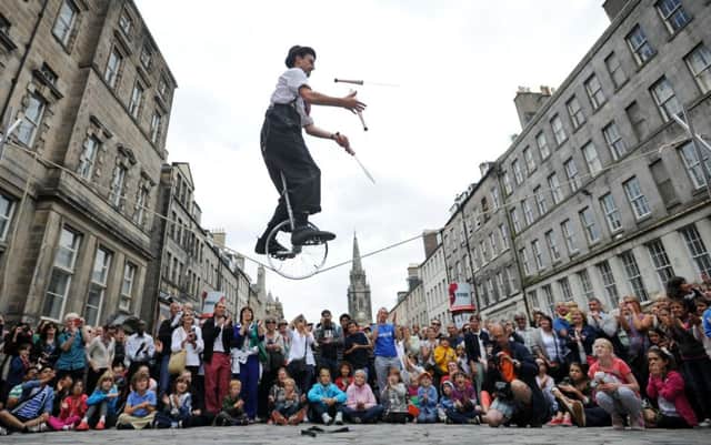 Frenchman Antoine Siggen performs on the Royal Mile at the Edinburgh Festival Fringe. Picture: Jane Barlow