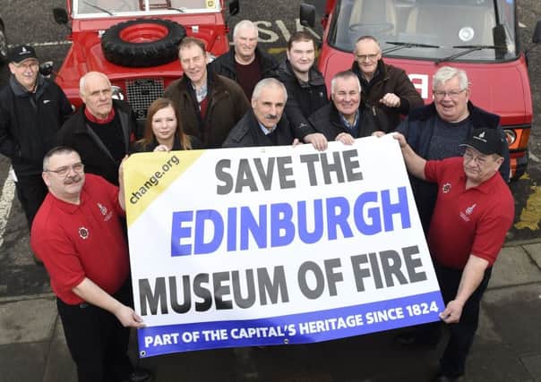 A protest outside the Fire Museum at Lauriston which is threatened with closure. Picture: Greg Macvean