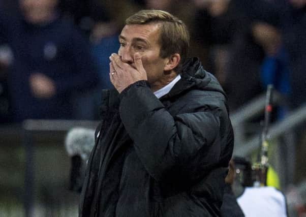 Alan Stubbs reacts at the final whistle at Falkirk