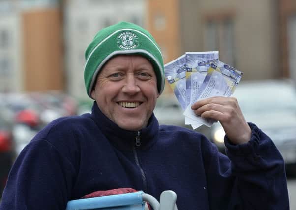 Happy camper ... David Haggarty from Dalkeith was  at the stadium at 5.30am. Picture: Julie Bull