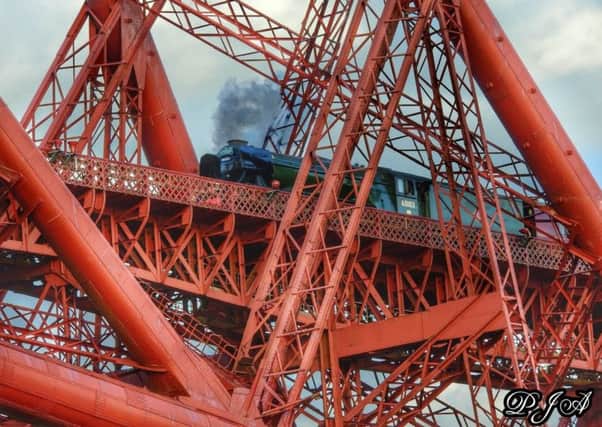 The Flying Scotsman crosses the Forth Bridge. Picture: Paula Andrews/Facebook