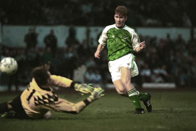 Keith Wright scored in every round of the League Cup in 1991, including this one in the final