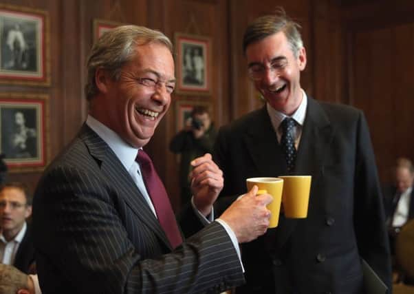 Brexit campaigners Nigel Farage and Jacob Rees-Mogg. Picture: Getty