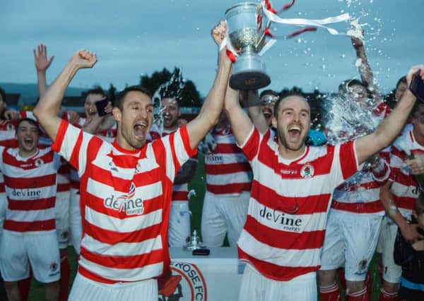 Bonnyrigg Rose celebrate clinching the McBookie.com East Super League title after beating Camelon 3-0. Picture: Toby Williams
