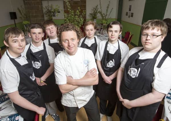 Tom Kitchin with youngsters from Citadel. Picture: Jeff Holmes