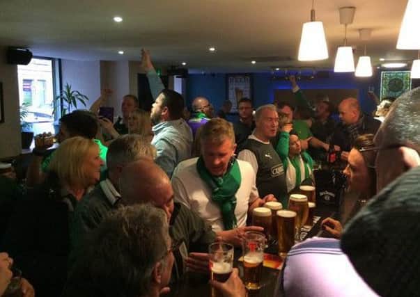Pubs on Easter Road have been packed out with fans Picture: Alistair Grant.