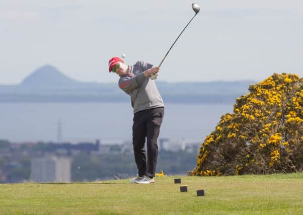 Allyn Dick tees off during Carrickvale As win over Silverknowes.  Picture: Toby Williams