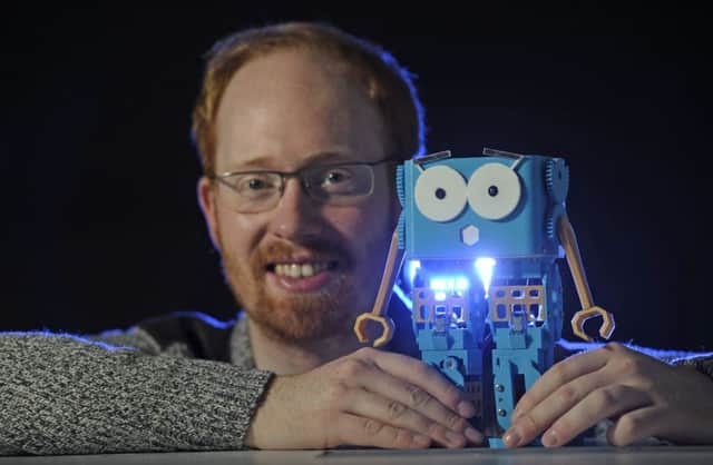 Alexander Enoch, founder of Robotical, with his robot, Marty. Picture: Neil Hanna/TSPL