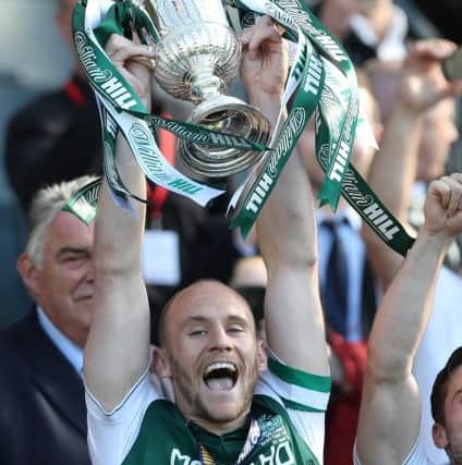 David Gray lifts the Scottish Cup