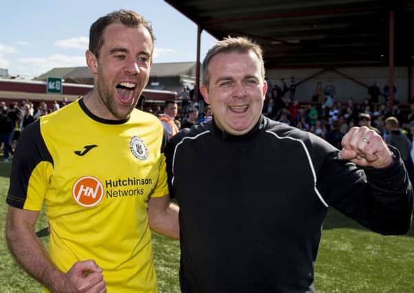 Edinburgh City captain Dougie Gair with manager Gary Jardine
