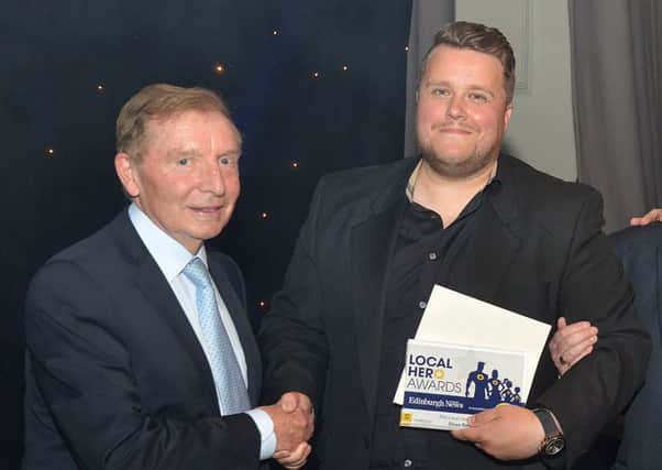 Sir Tom Farmer and Local Hero Award winner Dean Reilly. Picture: Jon Savage