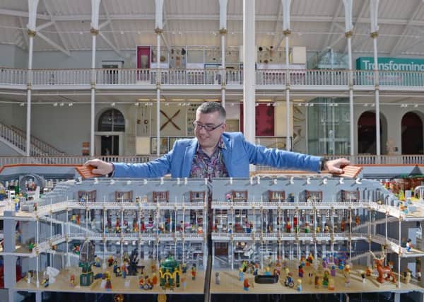 Warren Elsmore with his LEGO National Museum of Scotland. Picture: Neil Hanna