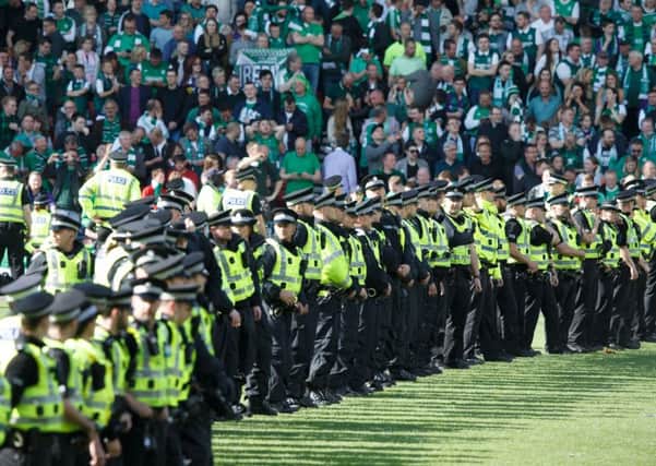 Police on duty at the Scottish Cup Final at Hampden Park. Picture: Robert Perry