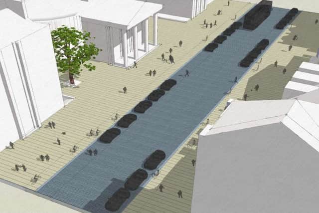 An artist's impression of the proposed layout for the east end of George Street, with wider pavements and cycle lane. Picture: contributed