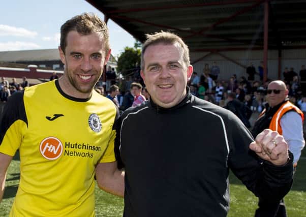 Edinburgh City captain Dougie Gair  with manager Gary Jardine