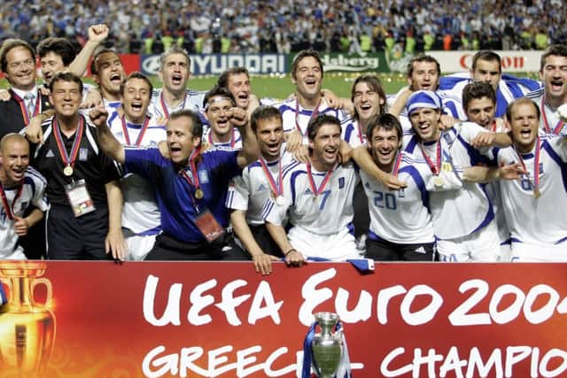 When Greece won Euro 2004 it was arguably the greatest shock in the tournament. Takis Fyssas is front row, right, next to No.20