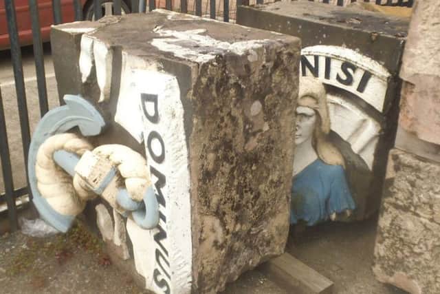 Fragments of the broken coat of arms taken from Portobello Power Station. Picture: contributed