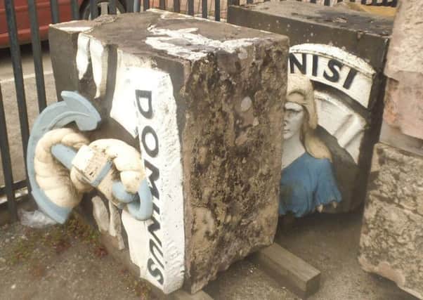 Fragments of the broken coat of arms taken from Portobello Power Station. Picture: contributed