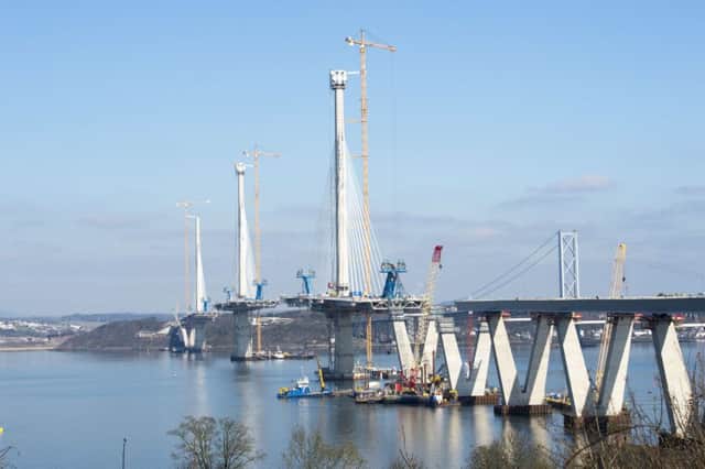 The Queensferry Crossing, the new Forth Bridge under construction.  Picture; Ian Rutherford